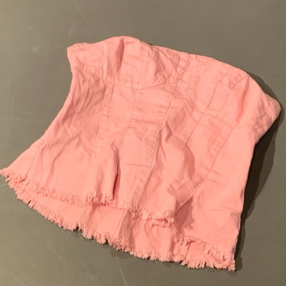 Free People Pink Denim Tube Top/Bustier NWOT